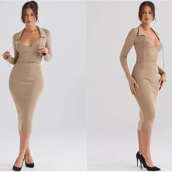 HOUSE OF CB Set ‘Marianne' & 'Heather' Camel Knit Set NWOT